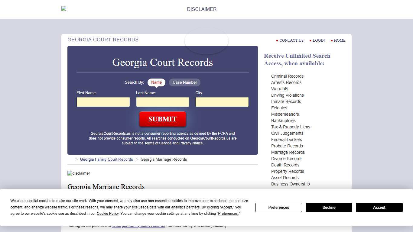 Georgia Marriage Records Search GeorgiaCourtRecords.us