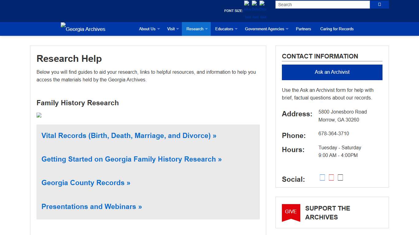 Research Help Georgia Archives